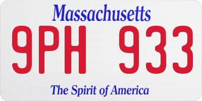 MA license plate 9PH933