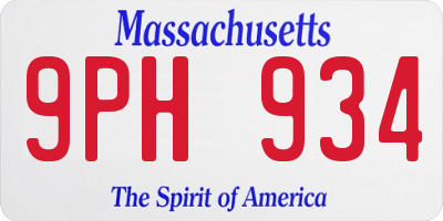 MA license plate 9PH934
