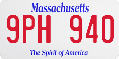 MA license plate 9PH940