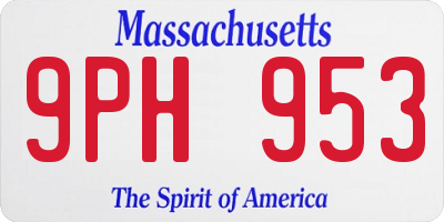 MA license plate 9PH953