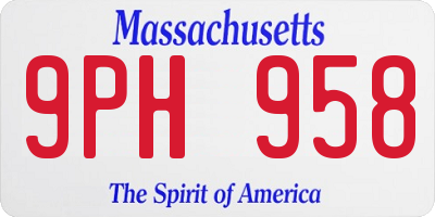 MA license plate 9PH958