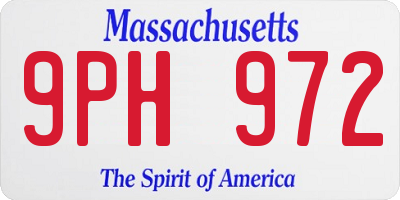 MA license plate 9PH972