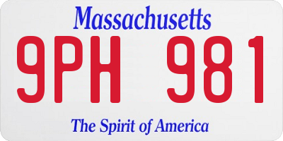 MA license plate 9PH981