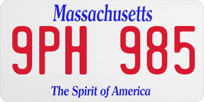 MA license plate 9PH985