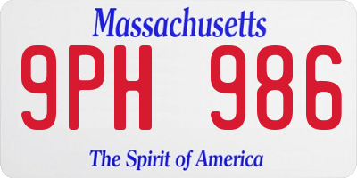MA license plate 9PH986