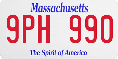 MA license plate 9PH990