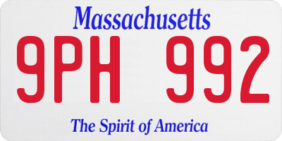MA license plate 9PH992