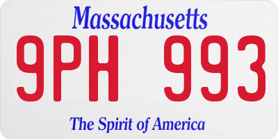 MA license plate 9PH993