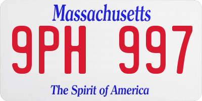 MA license plate 9PH997