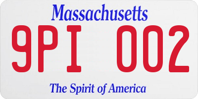 MA license plate 9PI002