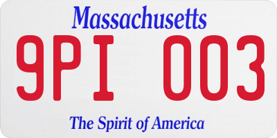 MA license plate 9PI003