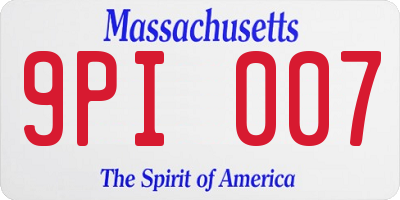 MA license plate 9PI007