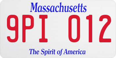 MA license plate 9PI012
