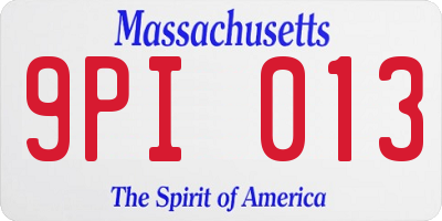 MA license plate 9PI013