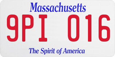 MA license plate 9PI016