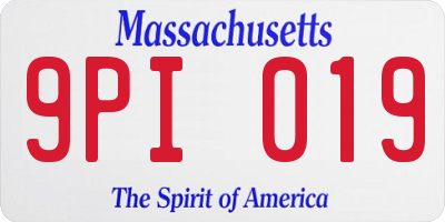 MA license plate 9PI019