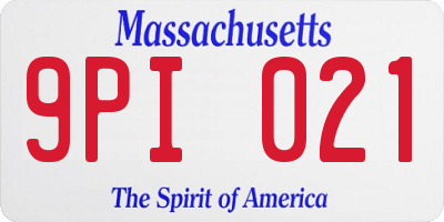MA license plate 9PI021
