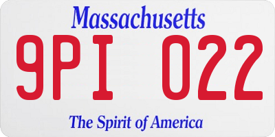MA license plate 9PI022