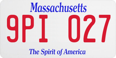 MA license plate 9PI027