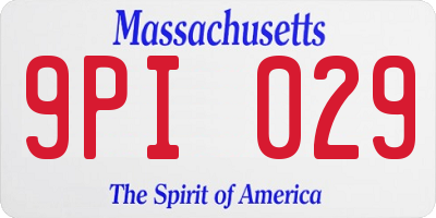 MA license plate 9PI029