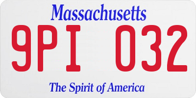 MA license plate 9PI032