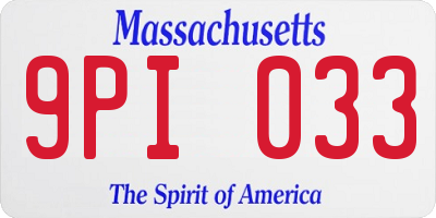 MA license plate 9PI033