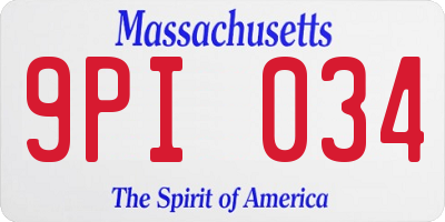 MA license plate 9PI034