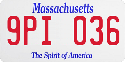 MA license plate 9PI036