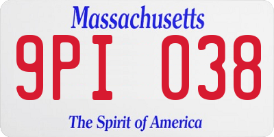 MA license plate 9PI038