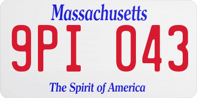 MA license plate 9PI043