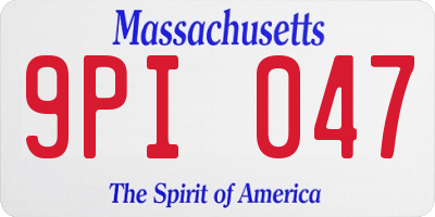 MA license plate 9PI047