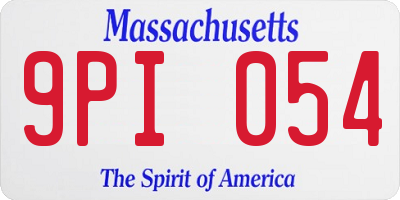 MA license plate 9PI054
