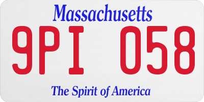 MA license plate 9PI058