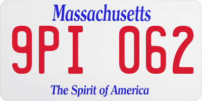 MA license plate 9PI062