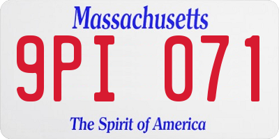 MA license plate 9PI071