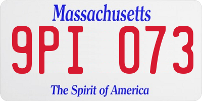 MA license plate 9PI073