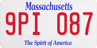MA license plate 9PI087