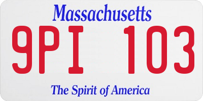 MA license plate 9PI103