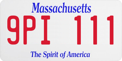 MA license plate 9PI111