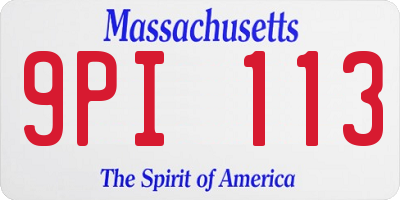 MA license plate 9PI113