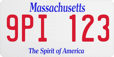 MA license plate 9PI123