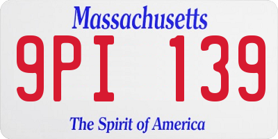MA license plate 9PI139