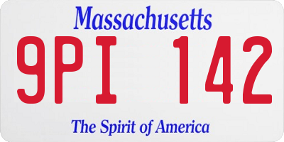 MA license plate 9PI142
