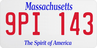 MA license plate 9PI143