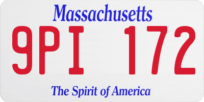 MA license plate 9PI172