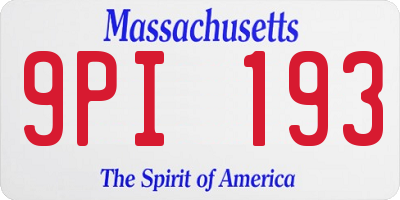 MA license plate 9PI193