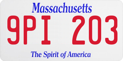 MA license plate 9PI203