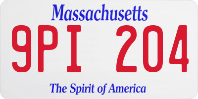MA license plate 9PI204