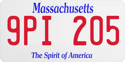MA license plate 9PI205