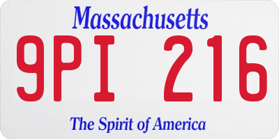 MA license plate 9PI216